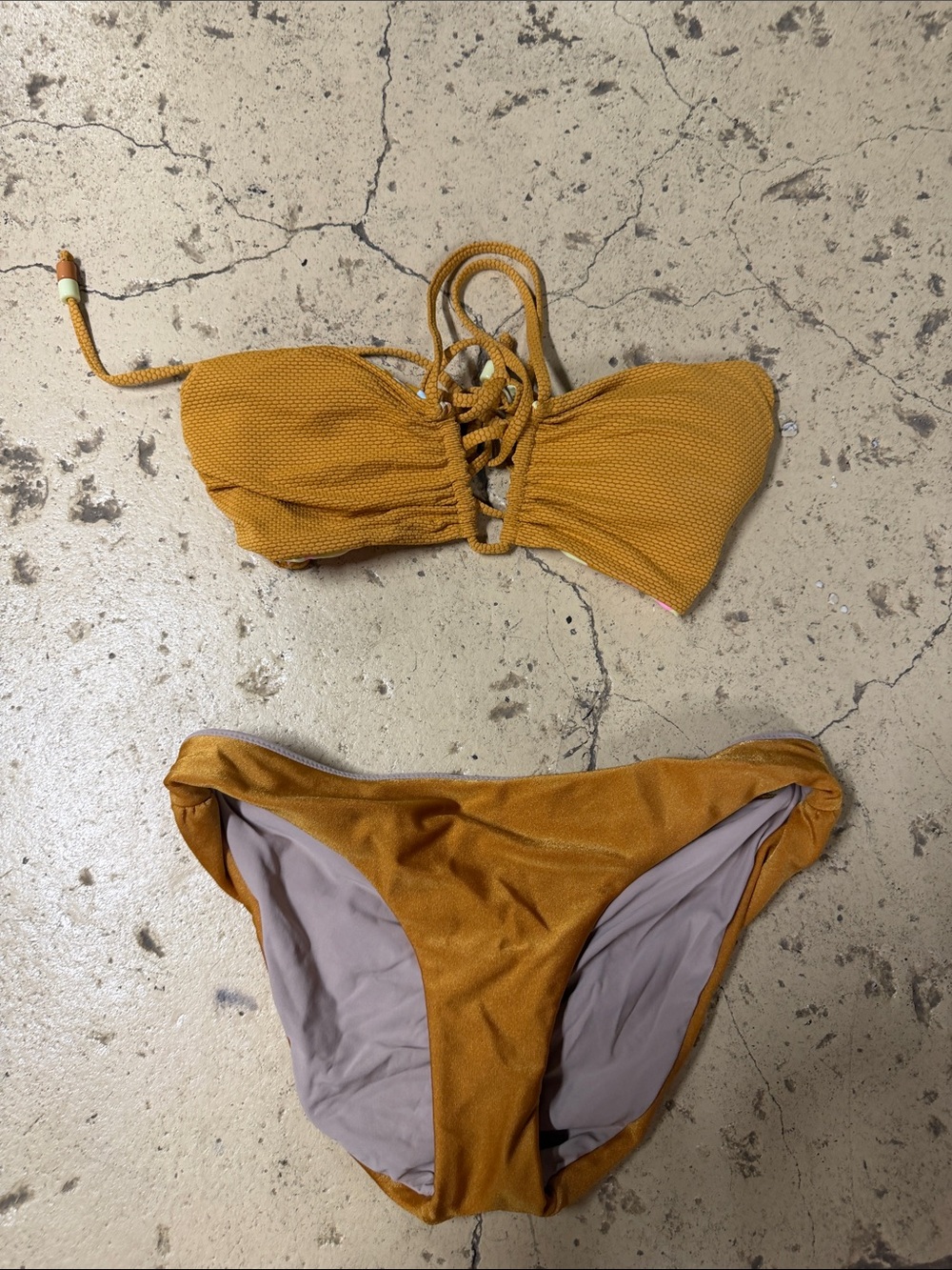 Everything but Water Mustard Yellow Reversible Two-Piece Bikini Set